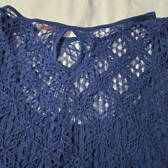 Ruby Rd Blue Size 24W Cotton Blend Crotchet Pullover Stretch Knit Pullover - Picture 12 of 12